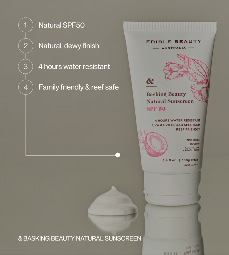 Basking Beauty Natural Sunscreen SPF50 - Edible Beauty Australia
